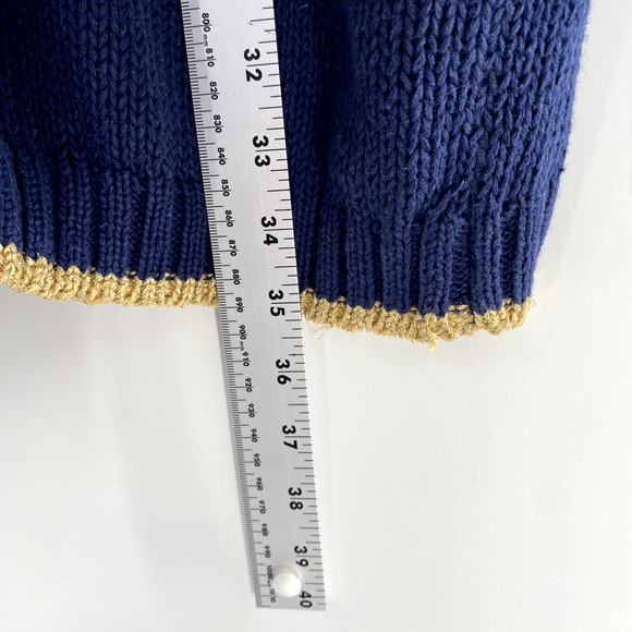 Vintage Jason Maxwell Compass Cardigan Sweater Sz M Blue Gold V-Neck Nautical - Picture 8 of 13